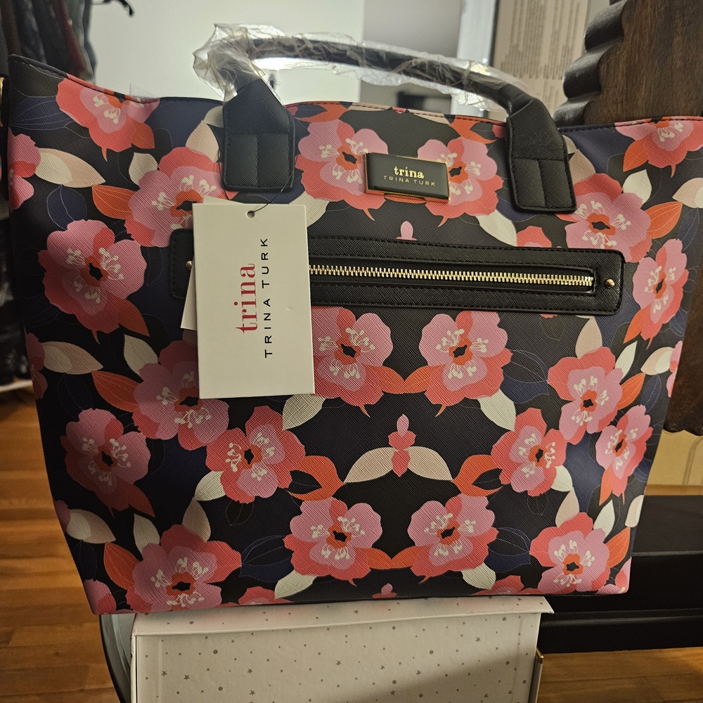Trina Turk Floral Black Tote Bag